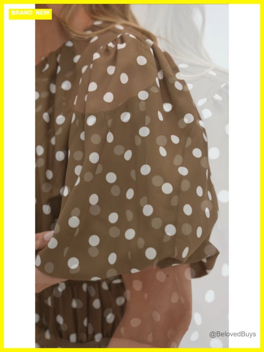Polka Dots Peplum Top Puff Sleeve Round Neck Blouses Casual Shirts - Picture 7 of 7